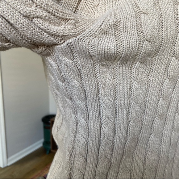 L.L. Bean Full Zip Cable Knit 100% Cotton Long Sleeve Cardigan Sweater Women's M - Picture 6 of 11